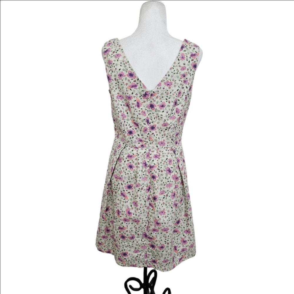 Pink Martini V Back Floral Fit and Flare Above Knee Dress Cotton Womens Medium - Picture 5 of 14